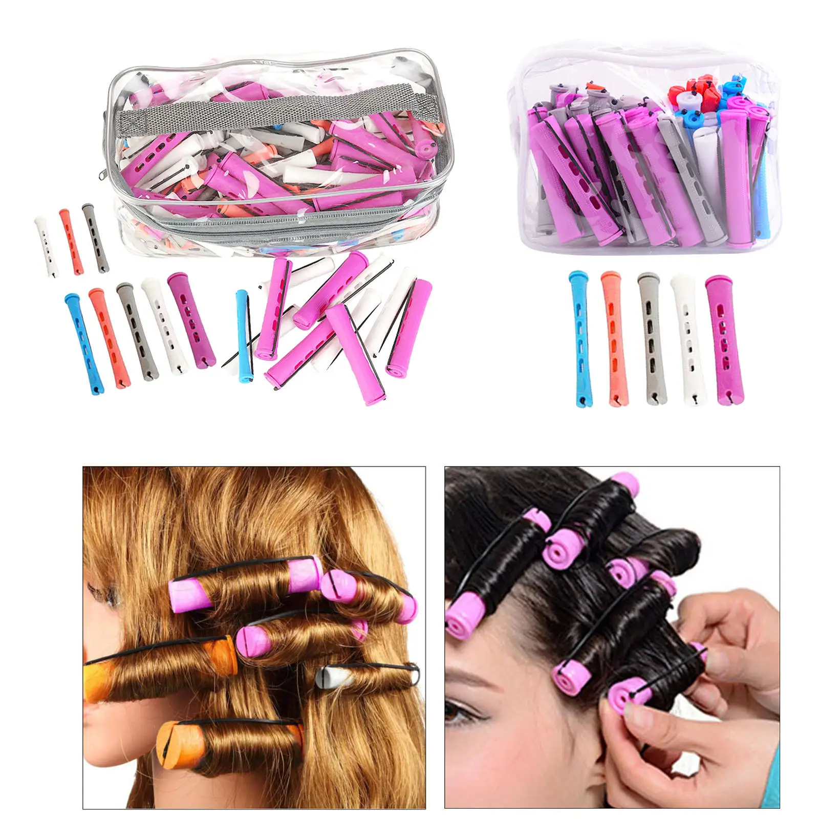 Hair Rollers Non-Slip Elastic with Rubber Band Heatless Straight Gifts Plastic Perm Rods for Natural Curly Wavy Hair 1Pack Girls