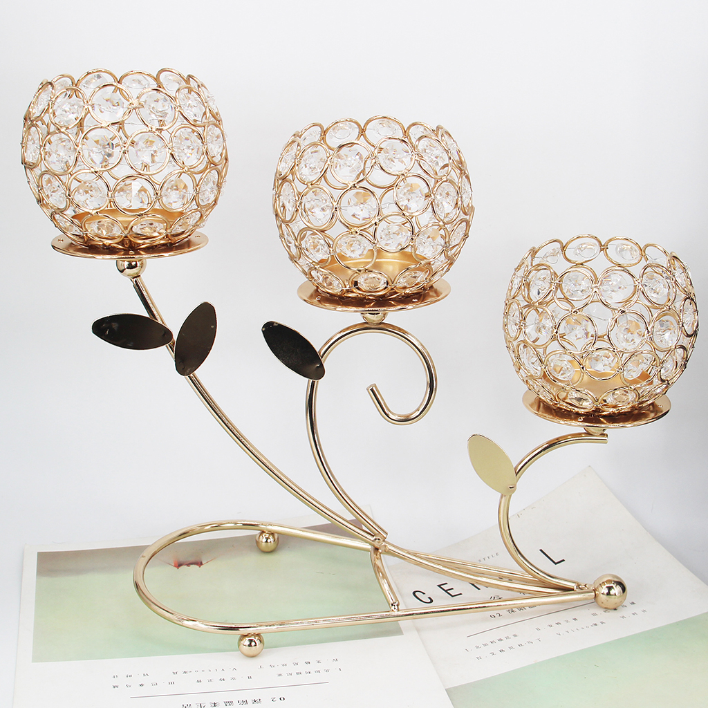 Candle Holder 3-Arm Candelabra Desktop Centerpiece Cabinet Home Decoration