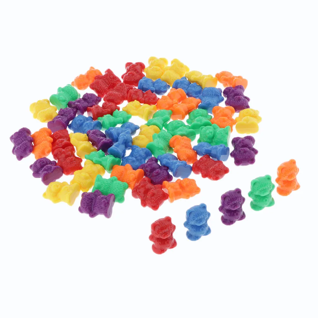 60pcs Kids Plastic Bear Counters Education Counting & Sorting Toys Mathematics 
