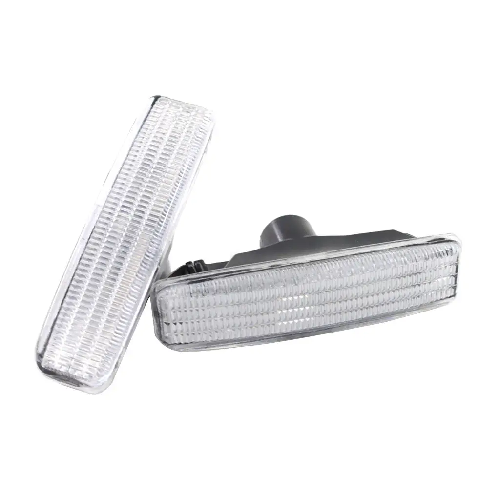 2 Pack Clear Len Front Side Marker Lamps with LED Lights for BMW E39 5 SERIES 1997-2003 Bumper 9.4x4x4cm Repace 63148360589