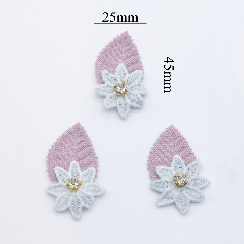 10 Stück Blätter verziert mit Blumen-Strass-Applikationen für DIY-Kleidung, Hut, Handschuhe, Leggings, Socken, Kopfbedeckungen, Nähen, Dekor-Patches – Detail 2