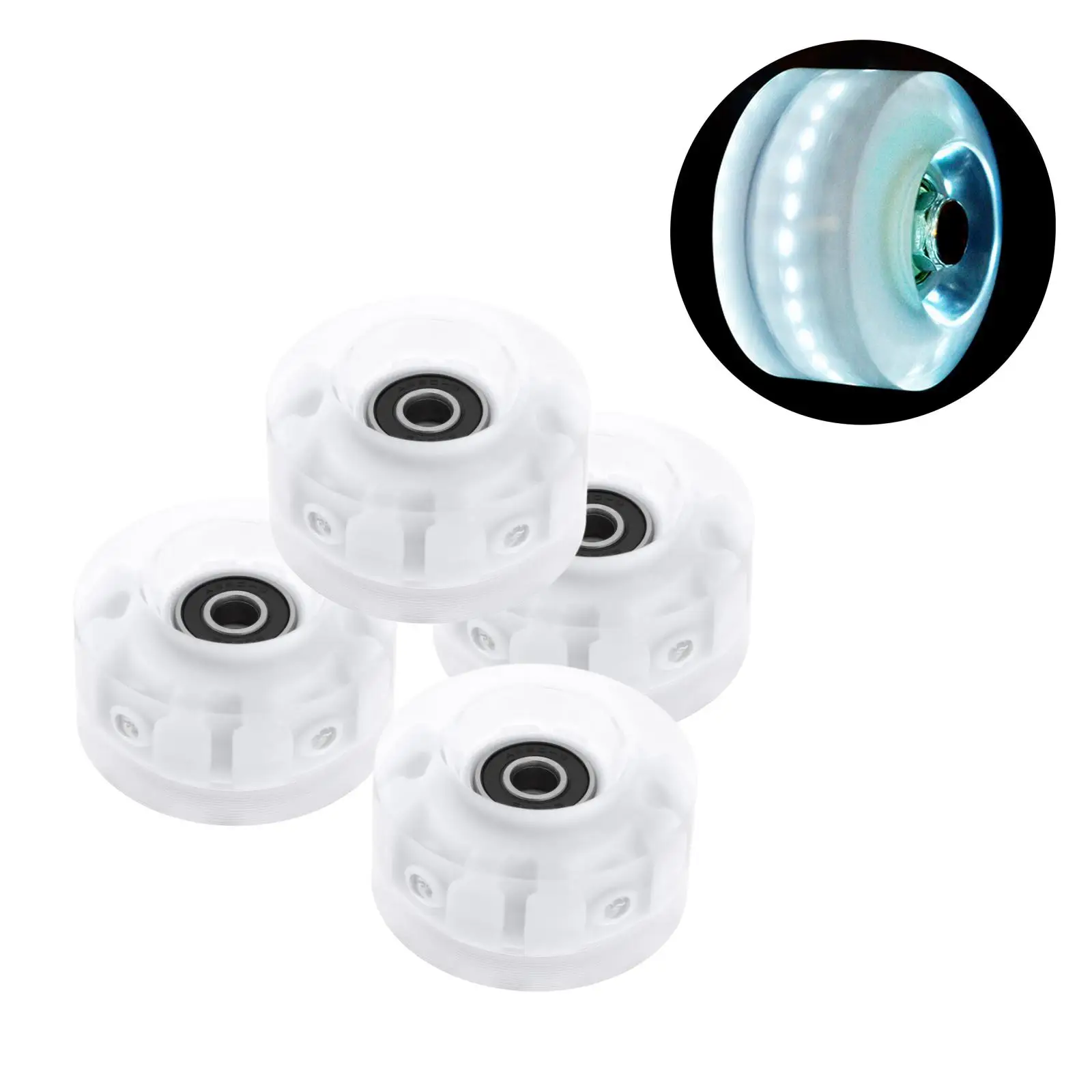 4pcs Luminous Roller Skate Wheels with Bearings for Double Row Skating