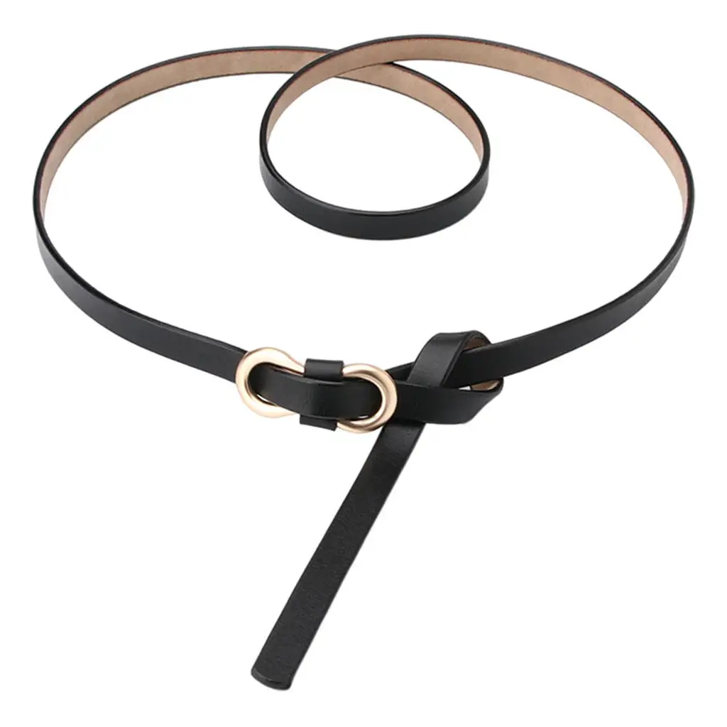 Stylish Women Belts Thin Waist Belt Retro Style Gold Buckle Skinny Leather for Ladies Dresses Jeans Skirts Accessories