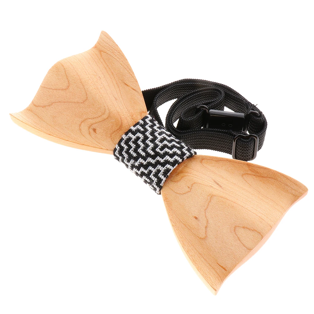 Adjustable Mens Wedding Wooden Bow Tie Butterfly Wooden Bowtie Solid Necktie