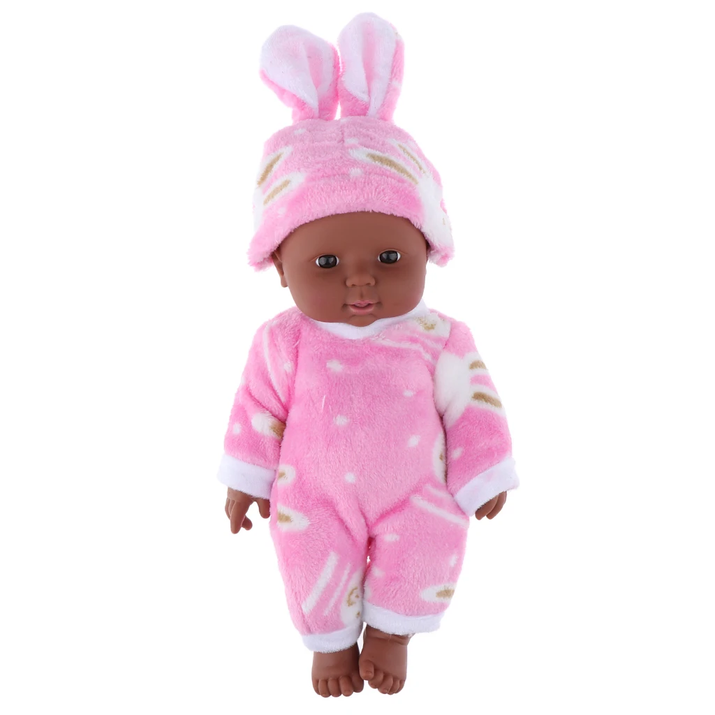 30cm African American Reborn Doll Full Vinyl Newborn Baby Xmas Gifts Pink