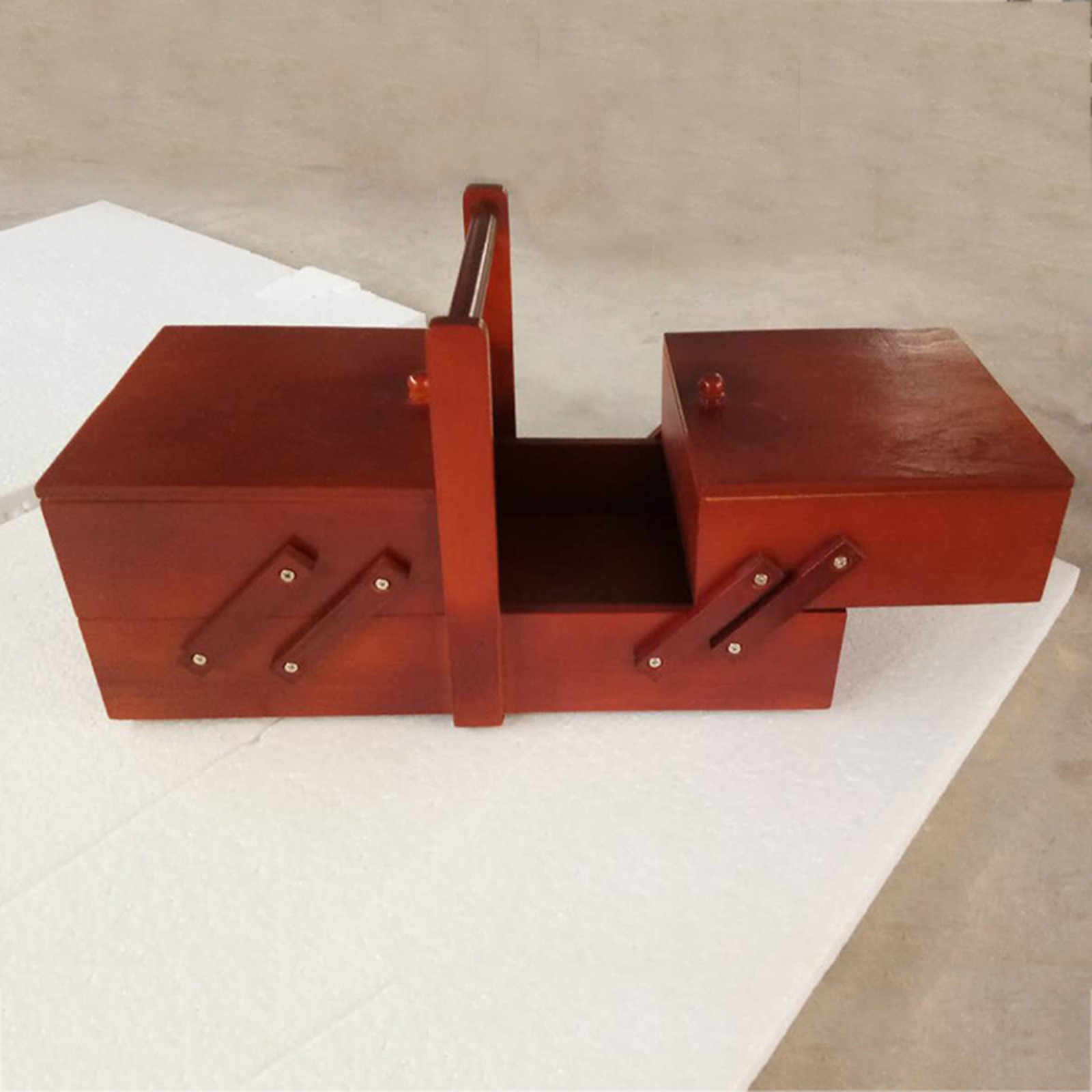 Foldable Wood Sewing Kit Box Thread Stitching Kit Home Sew Basket Household