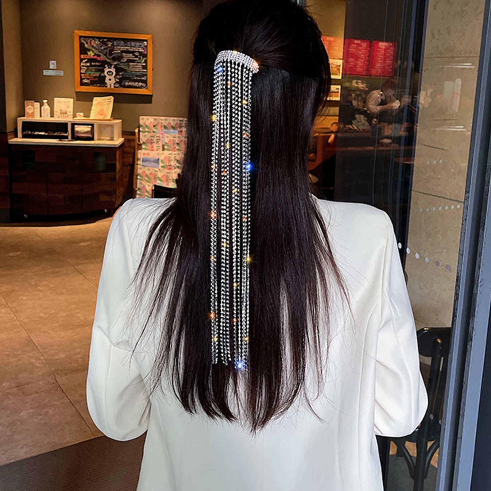 Crystal Rhinestone Dangle Hairpin Bridal Hair Accessories Tassels Drop