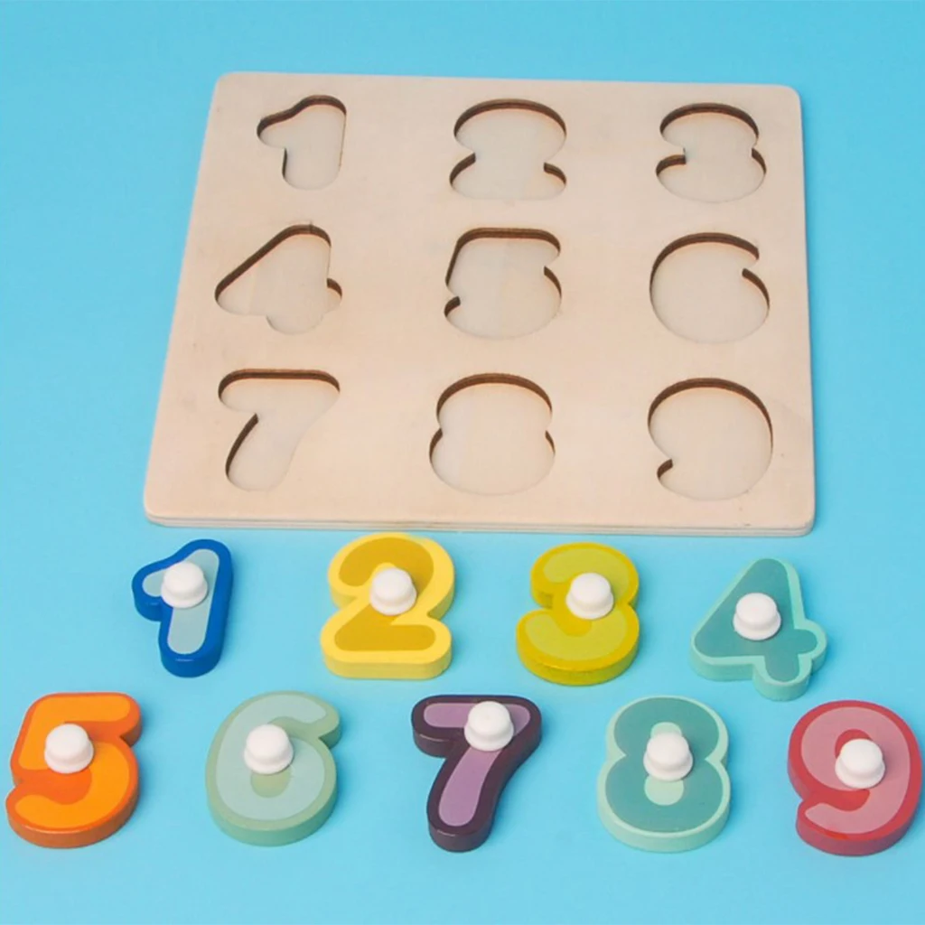 Wooden Sensory Toys Peg Puzzle Board Shapes Matching Knob Puzzles for Kids Early Education