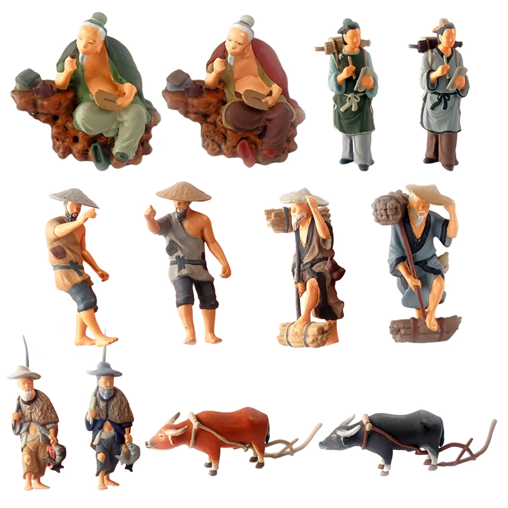 Diorama 1:87 Hand Painted Ancient Figures Model Train Park Layout Scenery for Siku Home Decor Collections