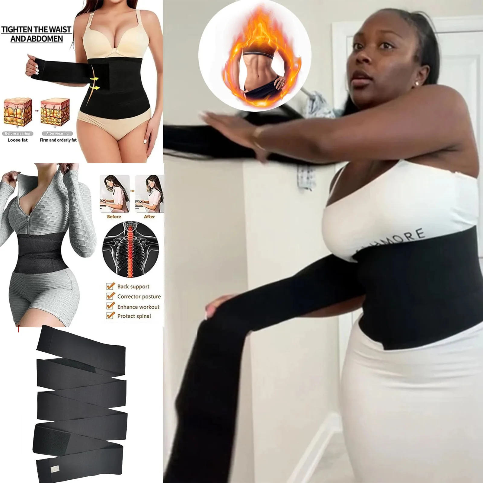 strapless shapewear 25# Wrap Sweat Bandage Wrap Tummy Belly Body Stretch Bands Waist Trainer Strap Comfortable Bodyshaper Belt Body Body Shaper spanx bodysuit