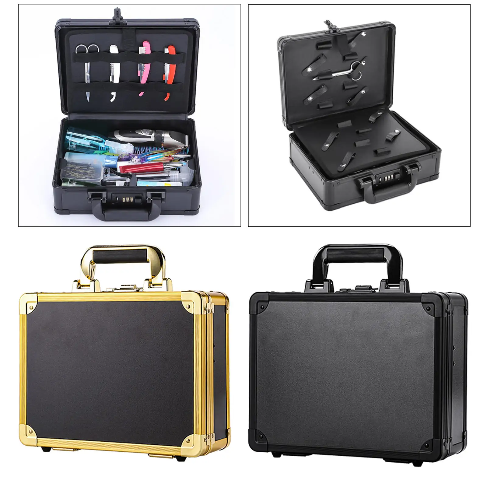 Portable Barber Stylist Travel Metal Case Hair Styling Scissors Combs Tool Box Storage/ Display