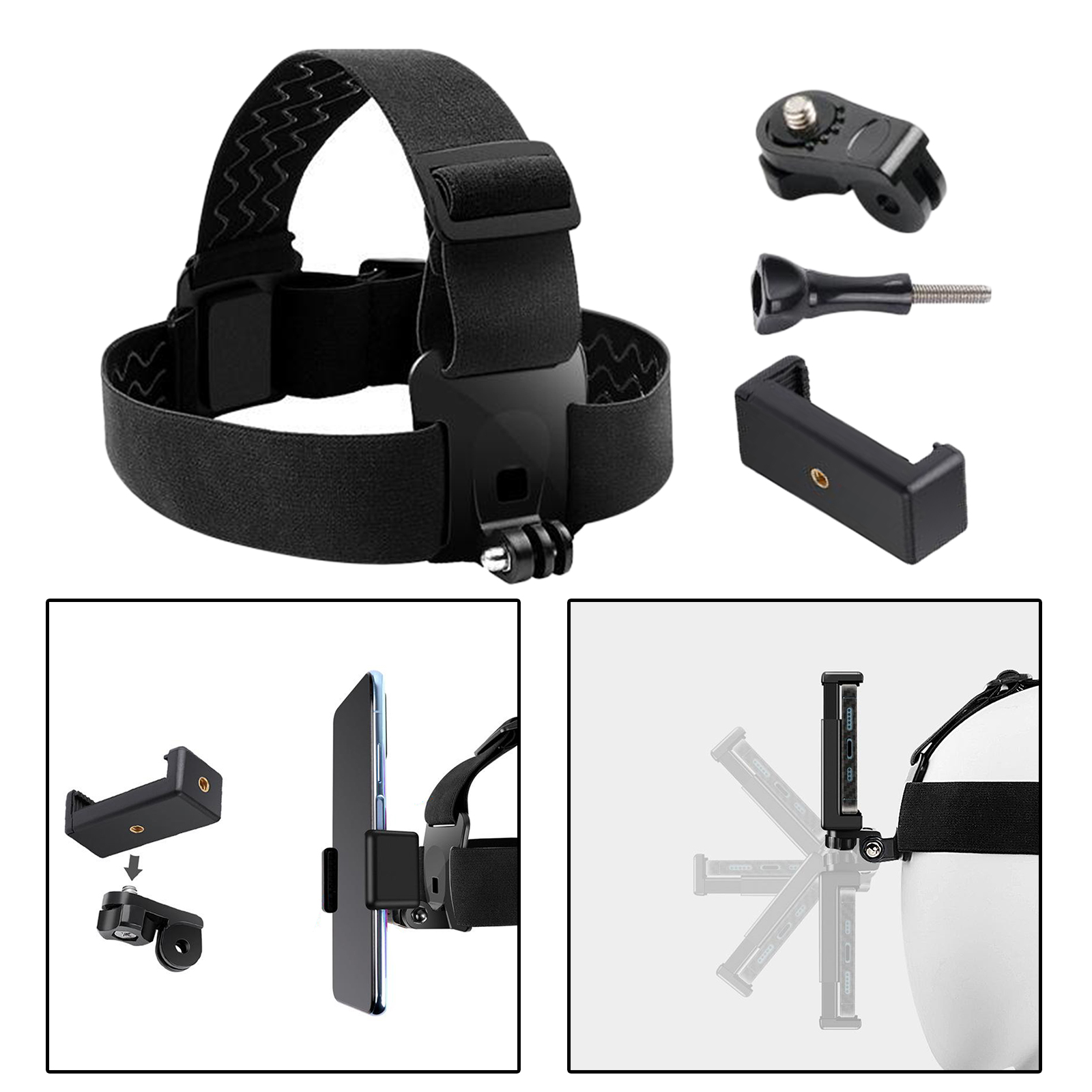 Multi-Function Adjustable Belt Cellphone Head Mount Strap Holder Harness for Action Cam/Sports Camera/Cell Phone/Smartphone