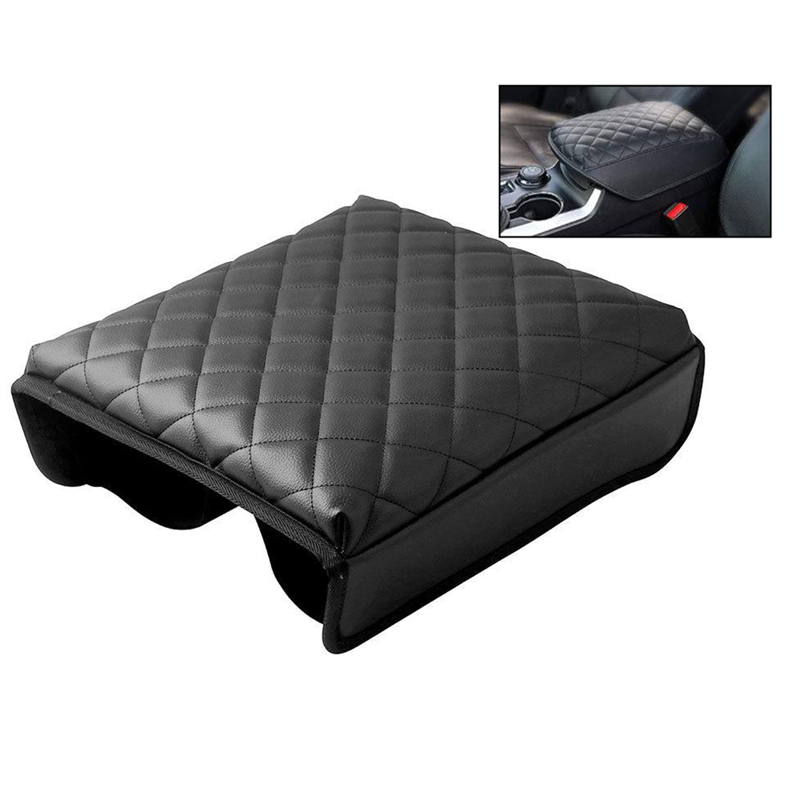 Black Panther PU Leather Auto Armrest Cover Protector Car Center Console Pad for Ford Explorer SUV 2011-2019