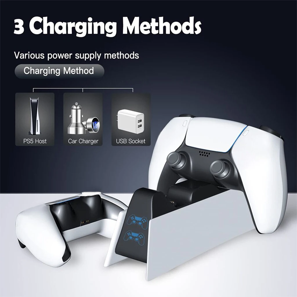 Controller Charger Station Dual USB 5V/2A Fast Charging Charging Dock for 5 Controllers for PS5 Controllers
