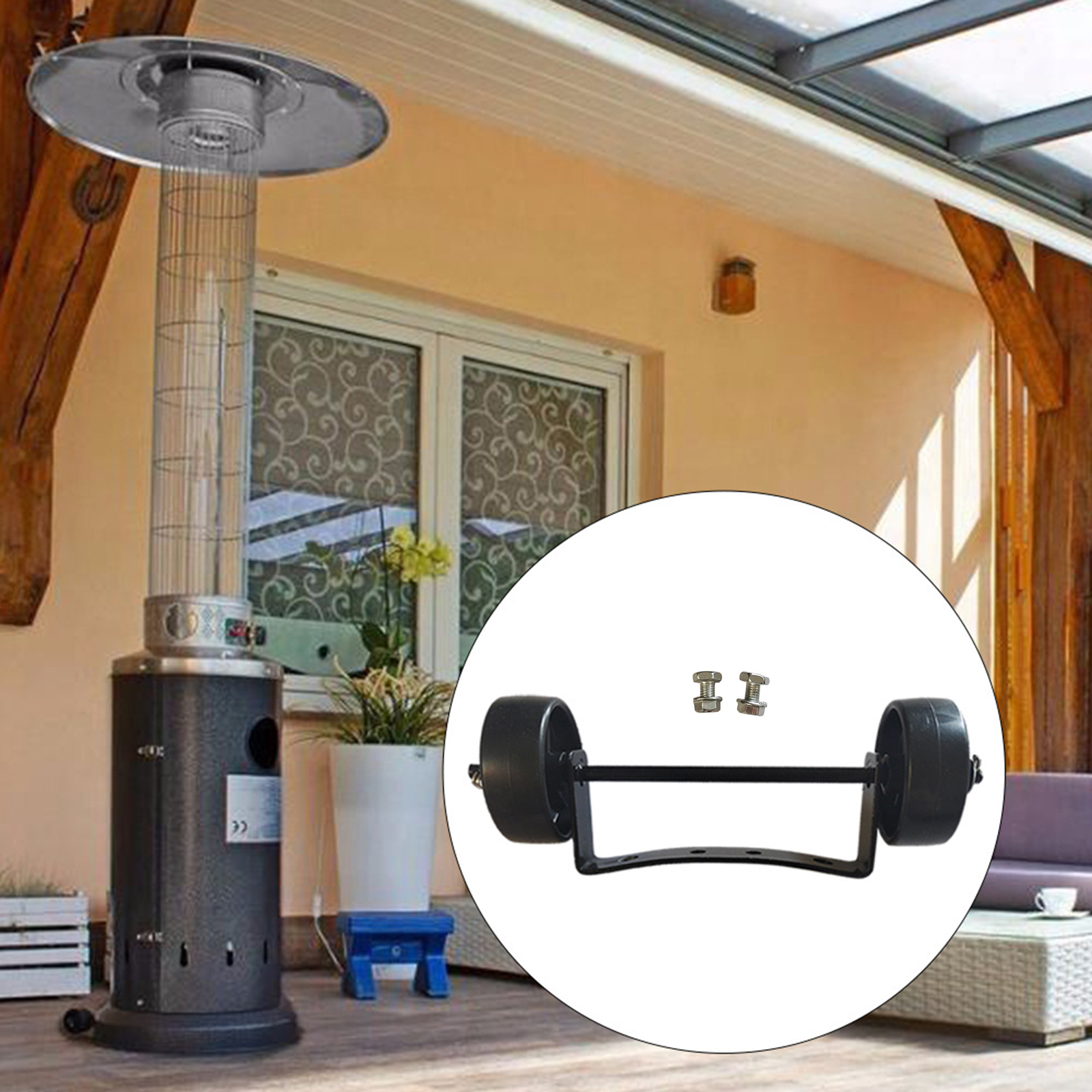 Universal Patio Heater Wheel Kit-Easy to Move-Gas Patio Heater Replacement Universal Movable Wheel, Patio Heater Parts Outdoor
