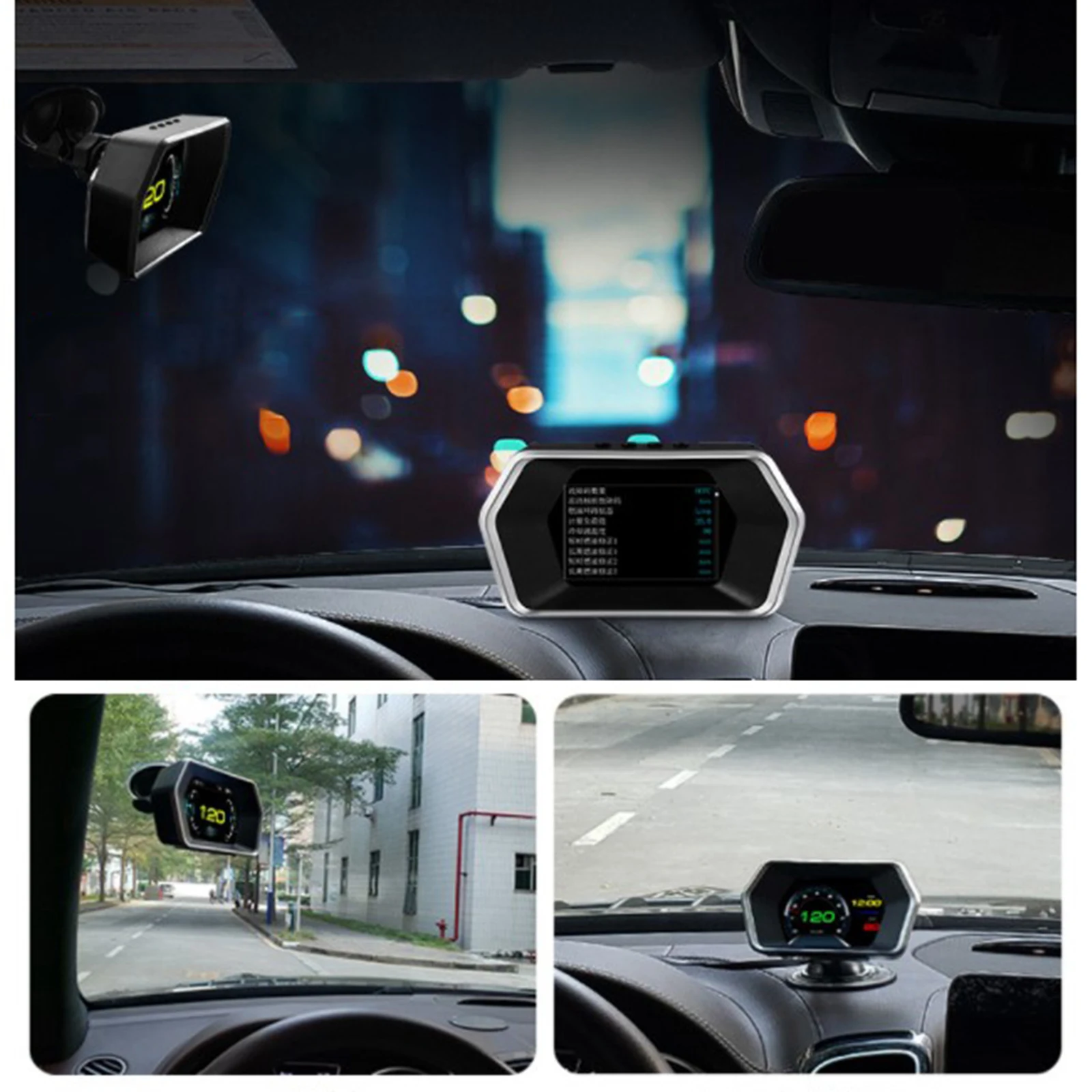 HUD Head Up Display OBD2 GPS Speedometer Alarm Speed Mileage Smart Screen Display Car Windshield Projector Speedometer