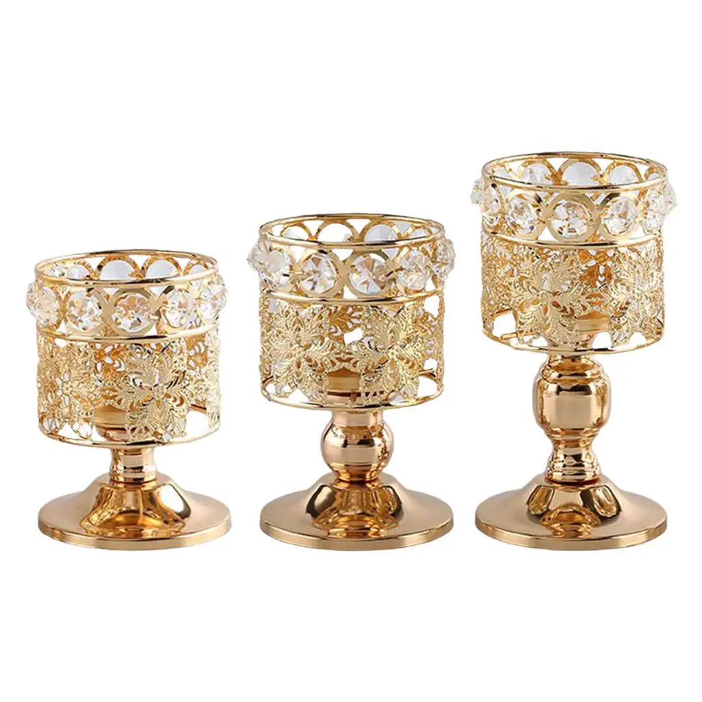 Romantic Candle Stand Candlestick Tea Light Hollow for Centerpiece Banquet Table Living Room Decor