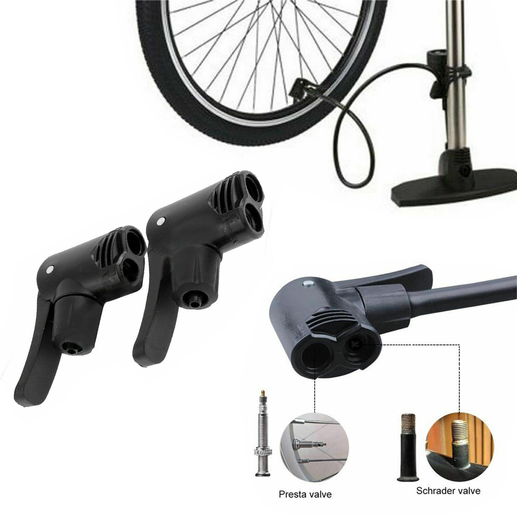 2pcs Bicycle Tyre Tube Replacement Dual Valve Adapter Head Foot Air Pump Adapter