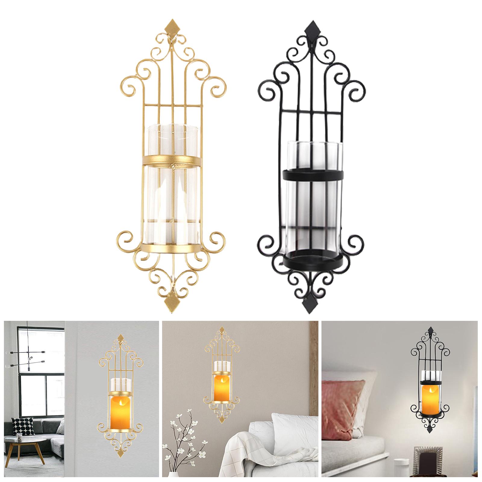 2 Pcs Wall Sconce Candle Holder, European Style Metal Wall Art Decorations for Living Room, Bathroom, Dining Room