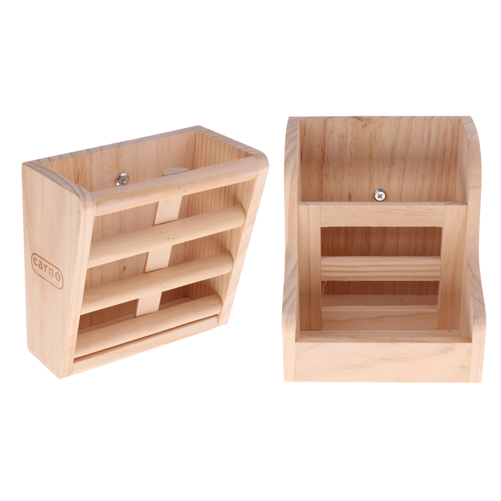 2-in-1 Functional Rabbit Wooden Bowl Feeder Bunny Guinea Pig Chinchilla Hay Grass Rack Manager Small Animals