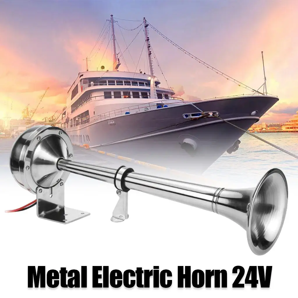 24V Single Trumpet Air Horn Super Loud 150dB for Trucks Boats SUV Trains, Easy to Install