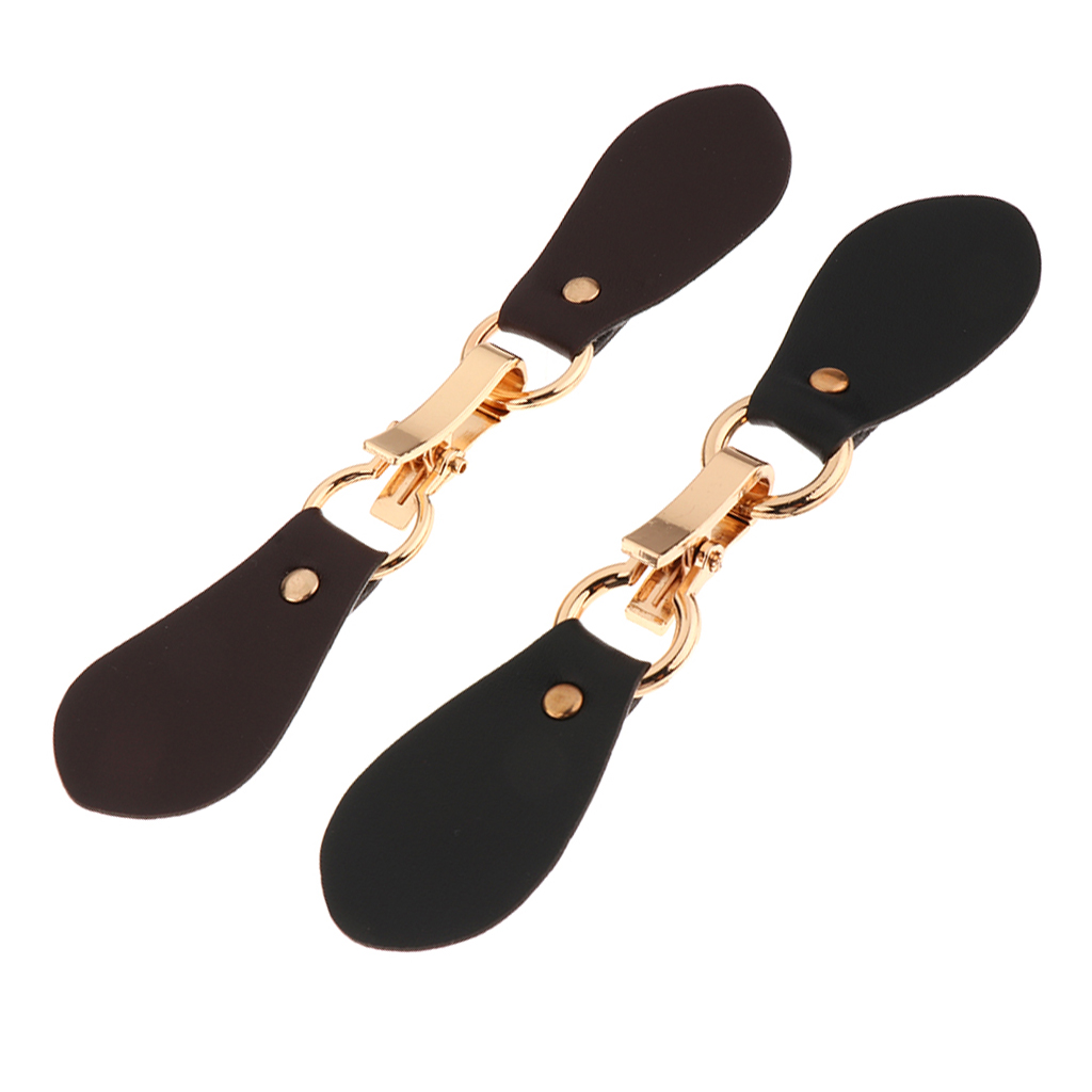 Pair of Leather Snap Toggle Closure Toggle Buttons with Metal Buckle Clip for Coat Jacket Duffle Handmade Decoration DIY Craft
