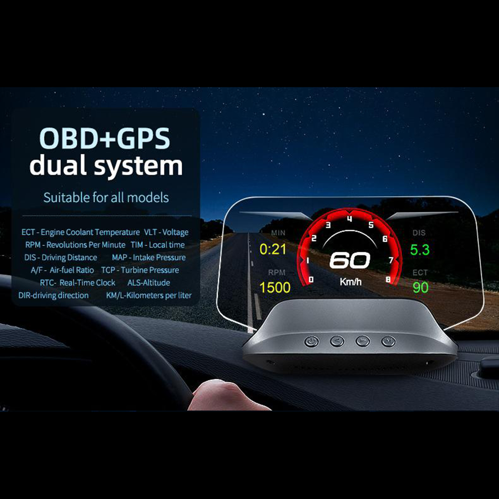 C3 OBD2 +GPS Dual Mode Car Head Up Display Overspeed Warning Water Temp Voltagometer Navigation Diagnostic
