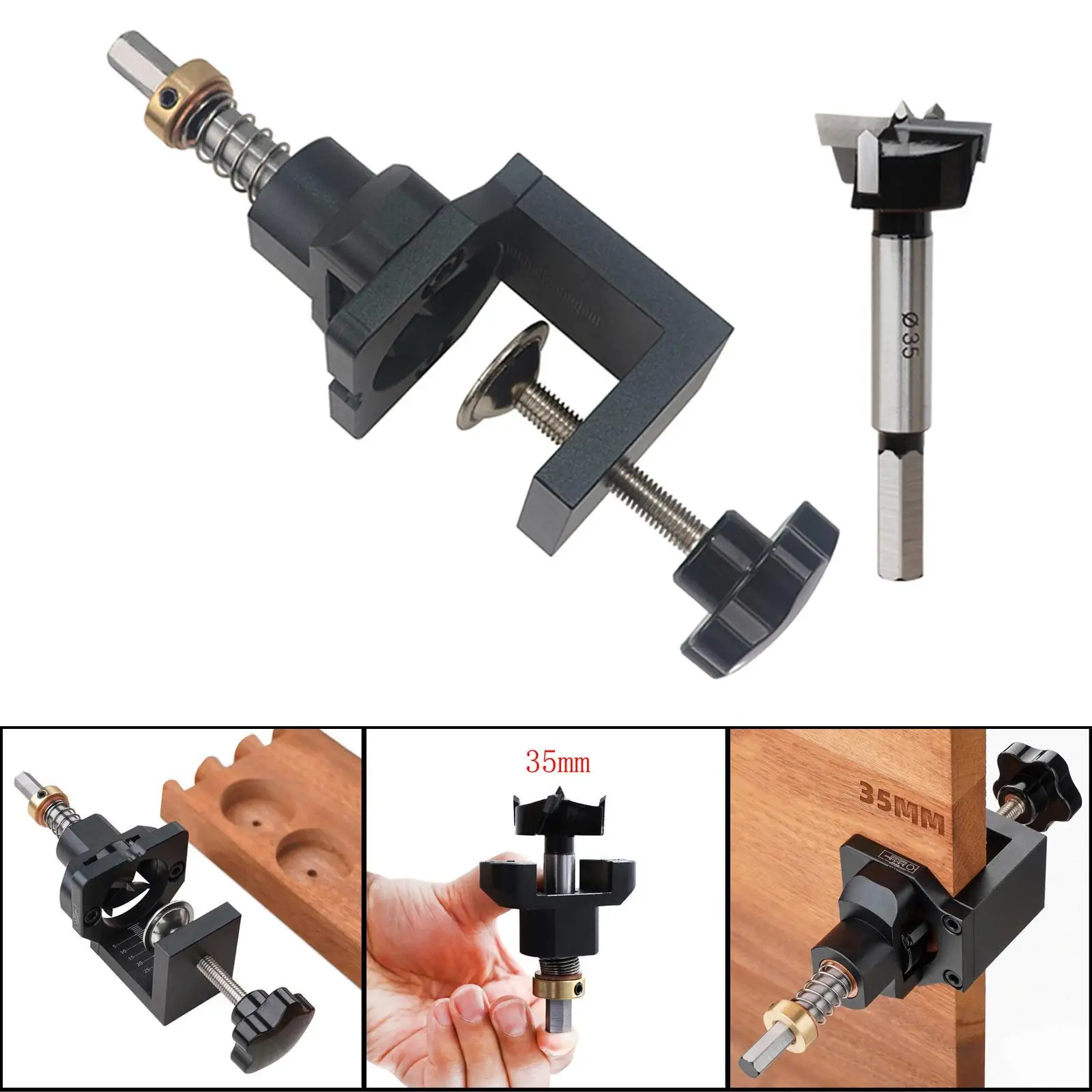 Hole Drill Jig Tools Kit Puncher Hinge Guide for Woodworking Cabinet