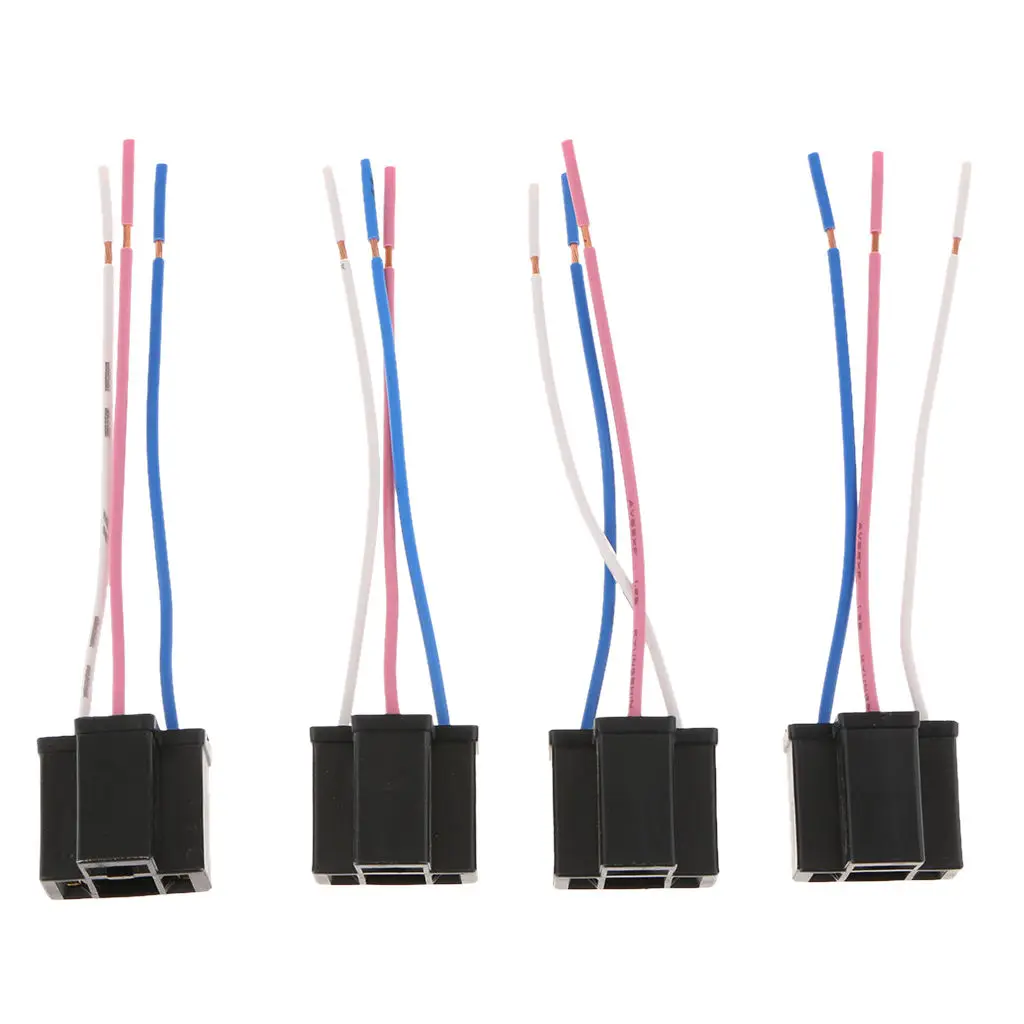 4 Pieces Automotive H4 Headlight Fog Light Wire Harness Female Socket Adapter