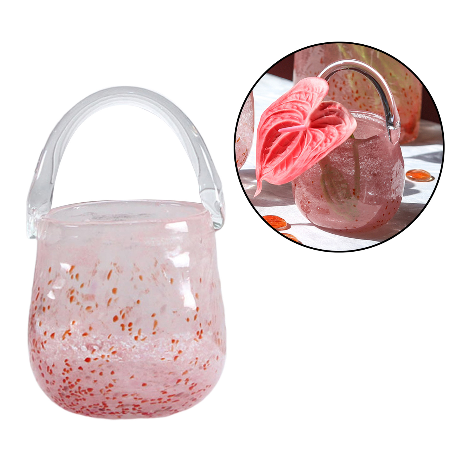 Luxury Glass Bag Vase Hand Blown Cherry Blossoms Small Bucket Storage Fruit Desktop Wedding Artistic Ornaments