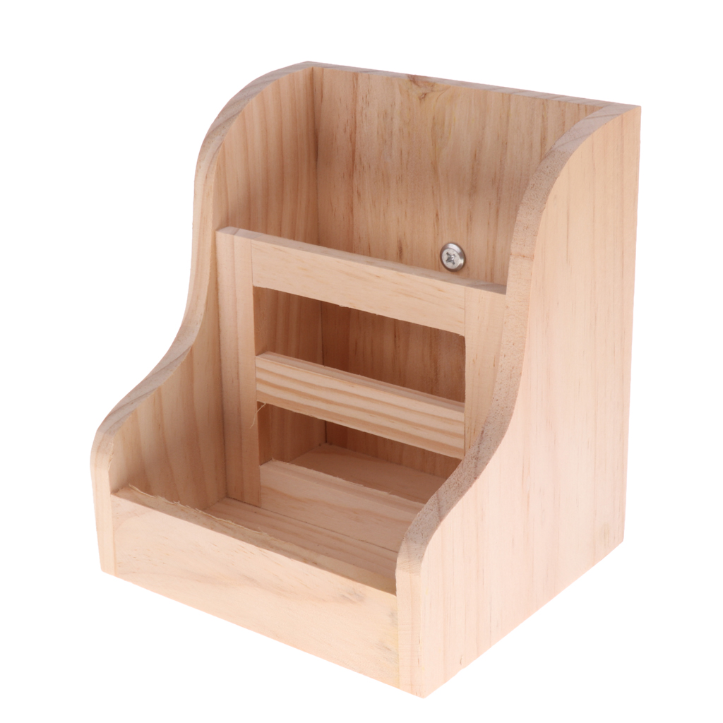 2-in-1 Functional Rabbit Wooden Bowl Feeder Bunny Guinea Pig Chinchilla Hay Grass Rack Manager Small Animals