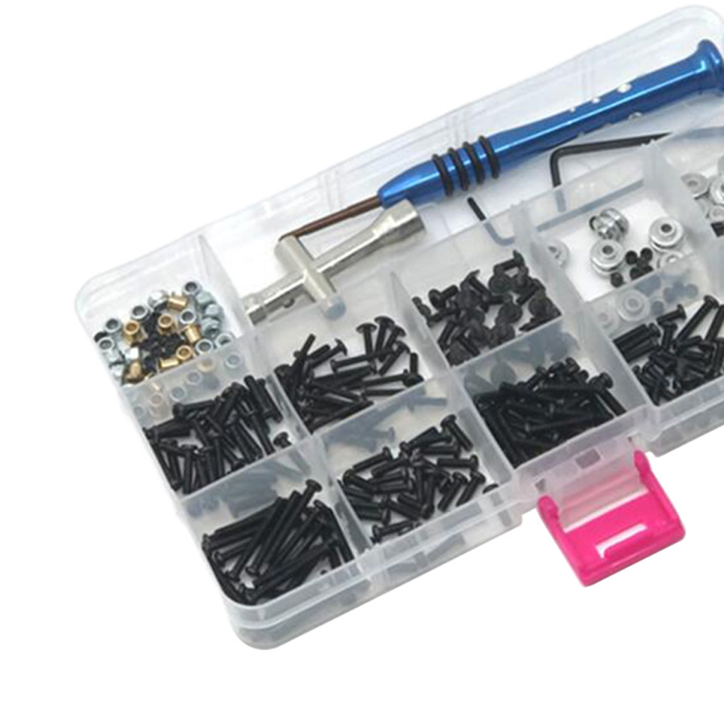Metal RC Screw Kit Repair Screws Tool Box for 1/10 1/12 1/16 Scale RC Trucks Crawler with Screwdriver