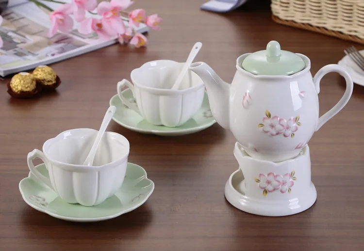 pires pote conjunto com base de aquecimento flor chá conjunto