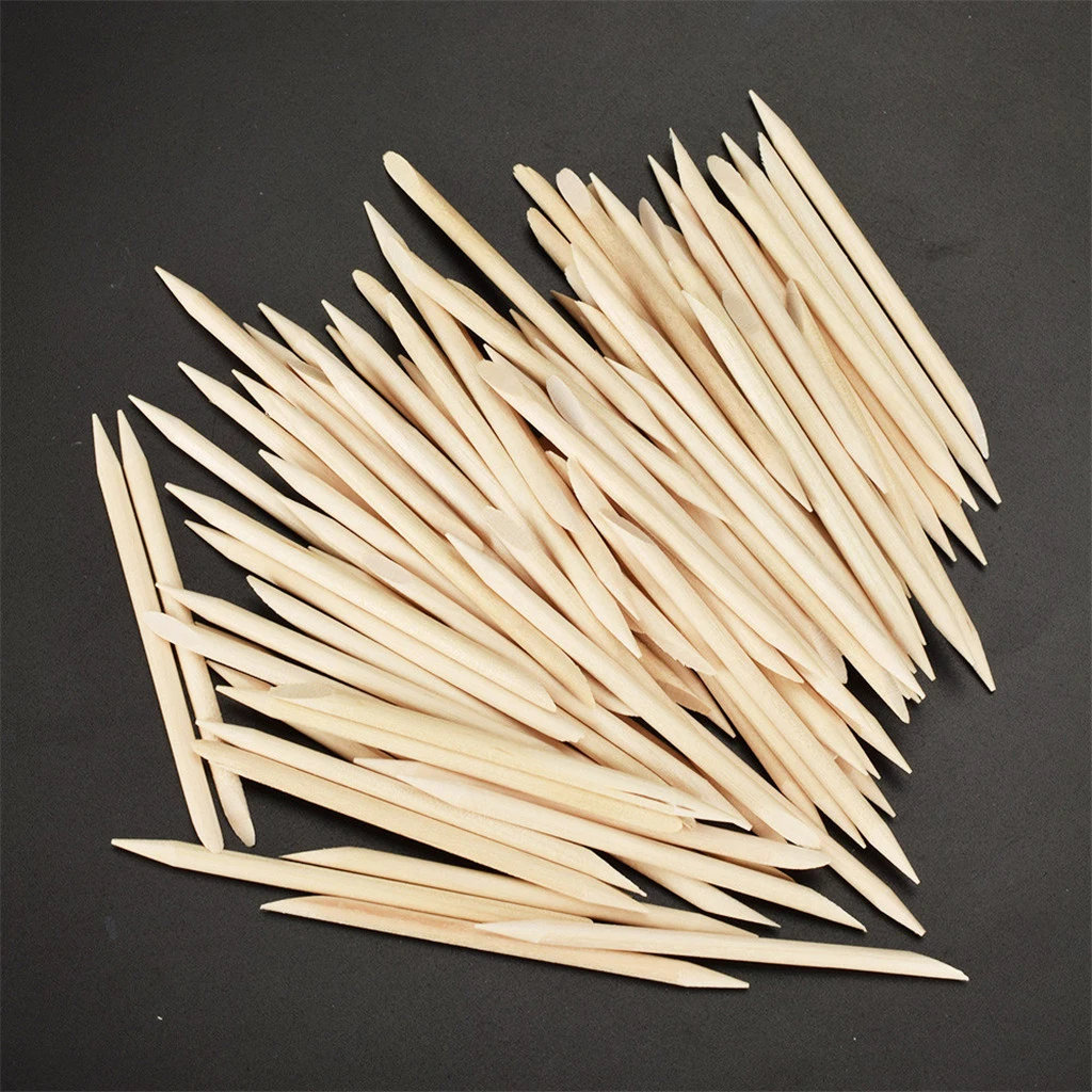 100Pcs Orange Wood Cuticle Pusher Remover Disposable Manicure And Pedicure Tool
