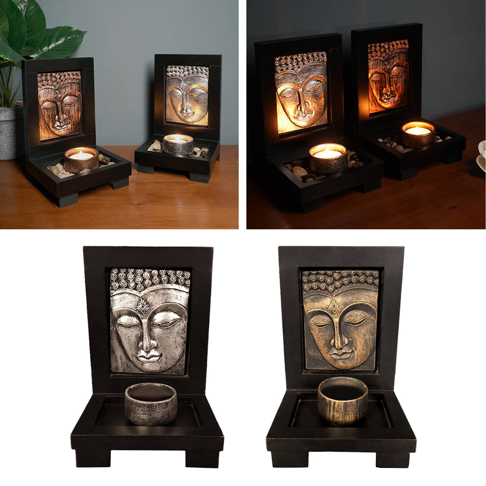 1 Piece Buddha Face Candle Holder Zen Culture Buddhism Exquisite Yin-Yang Energy Candle Buddha Statue Candle Holder for Home