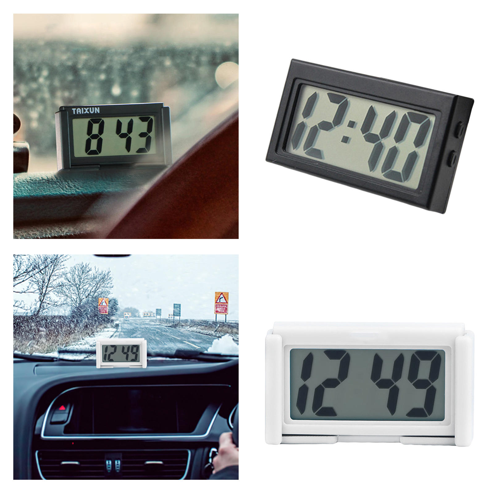 Mini Car Clock Self-Adhesive Bracket LCD Screen Auto Car Truck Dashboard Time Vehicle Electronic Digital Clock Watch