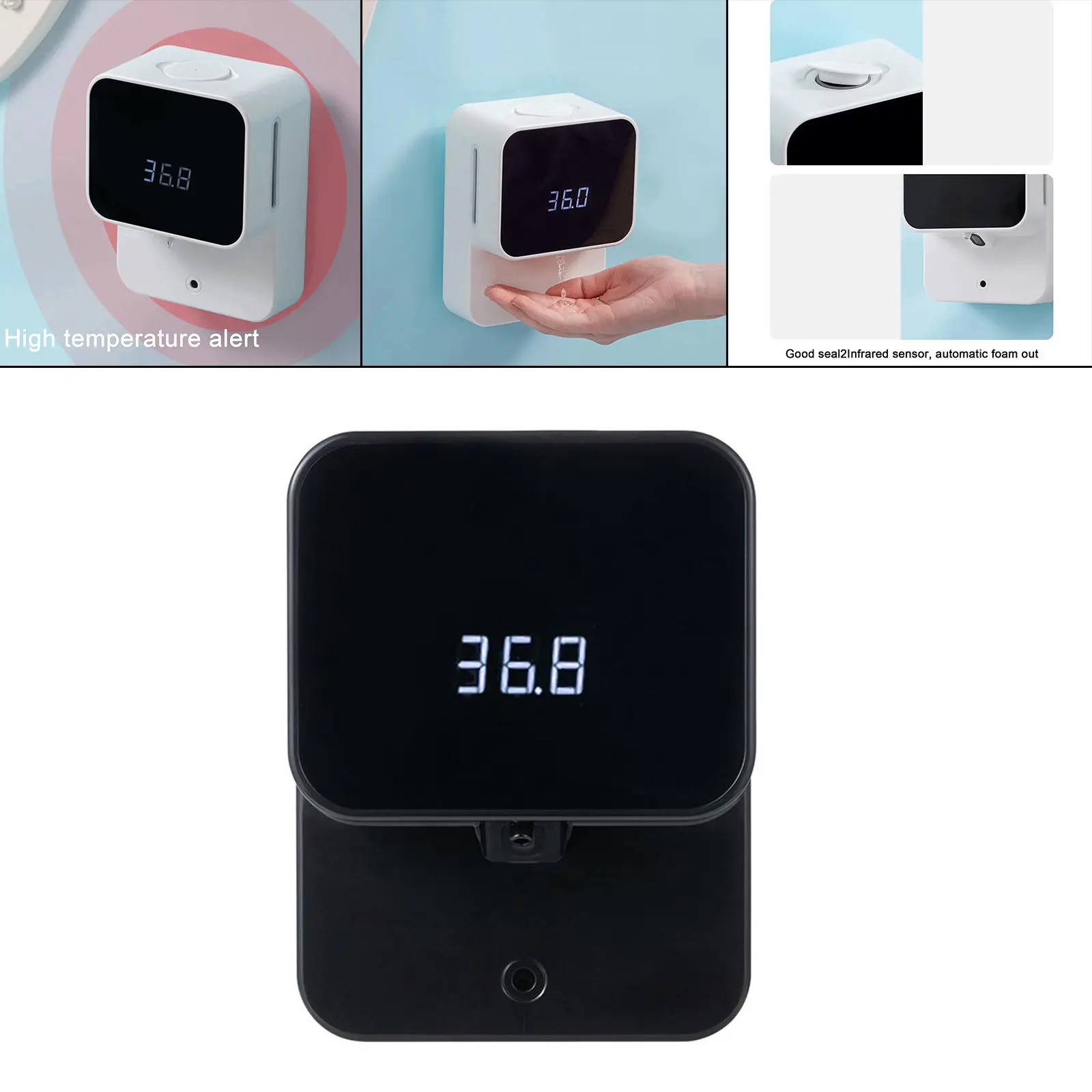 430ml Wall Mount Induction Soap Dispenser Adjustable Soap Dispensing Volume Touchless Sensor Machine for Bathroom Restaurant