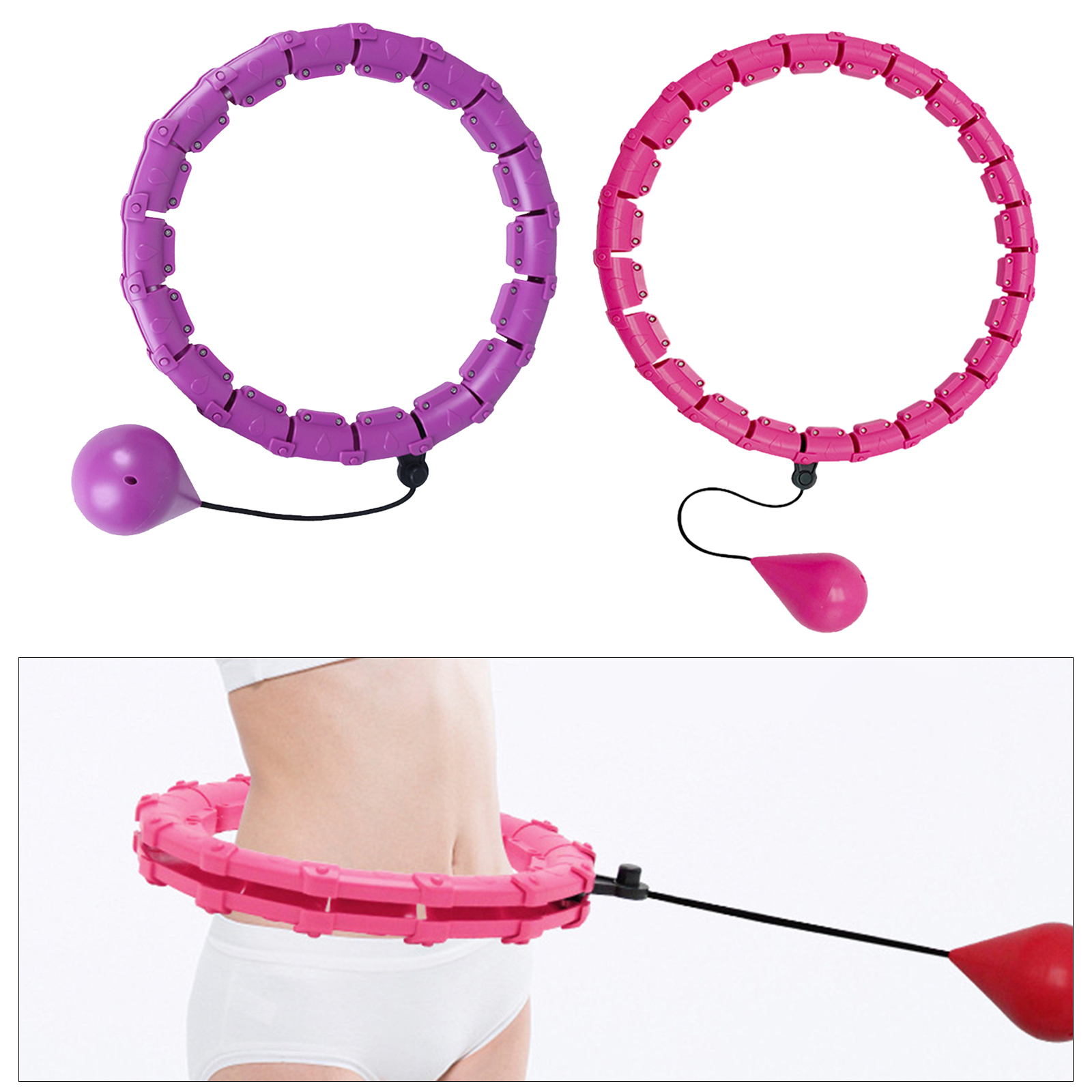 Hoop Adjustable Detachable Exercise Massage Belly Non-Fall Hoops Weight Loss