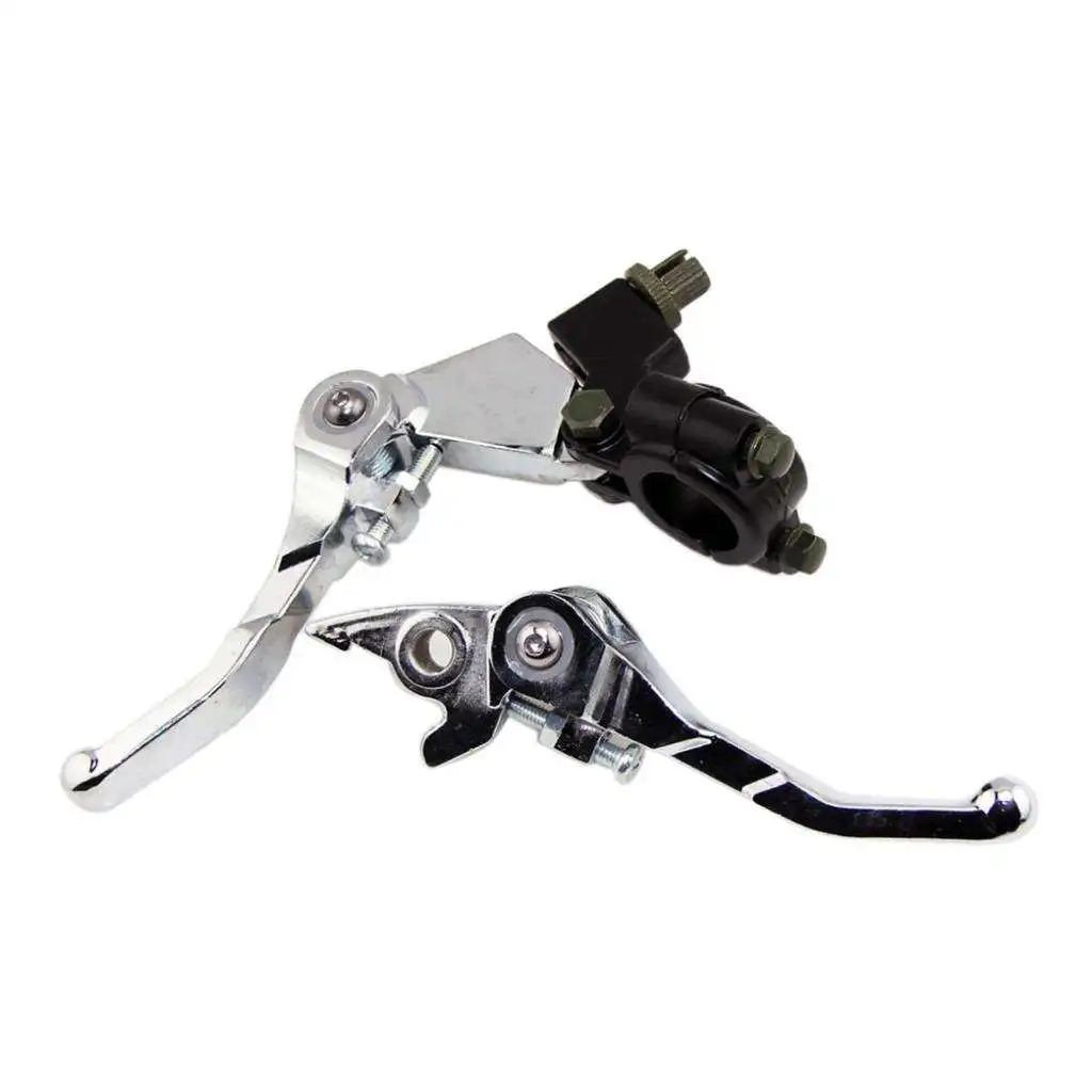 CNC Aluminum 7/8 Inch Universal Folding Clutch Brake Lever Left Right for 110 125 Cc SSR Dirt Bike Motorcycles - Silver&Black