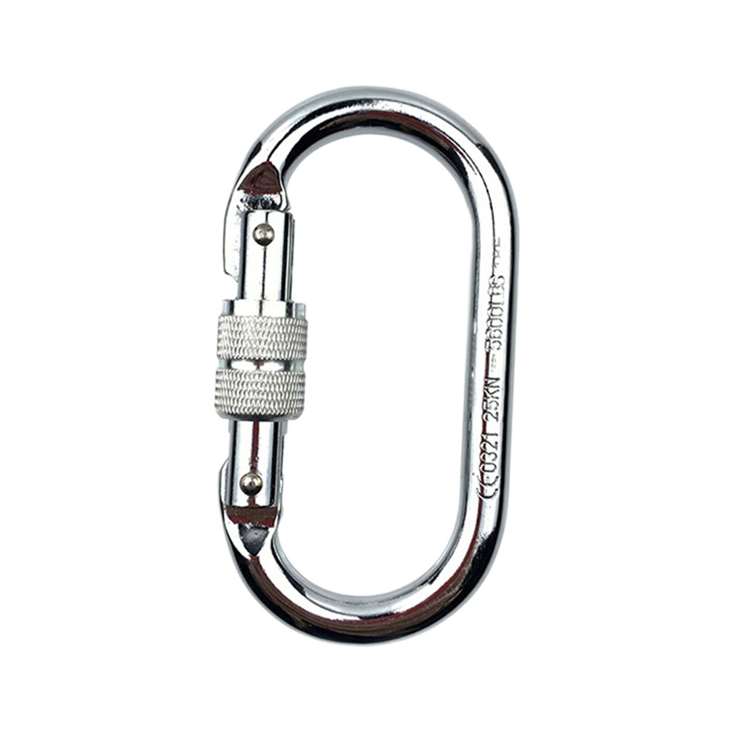 O-Shape Rock Climbing Carabiner, Screw Locking Hook 25kN 5600lb for Hammock Caving Gear