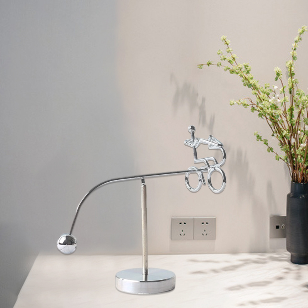 Metal Cycler Balance Toy Pendulum Revolving Bicycle Toy Tabletop Ornament