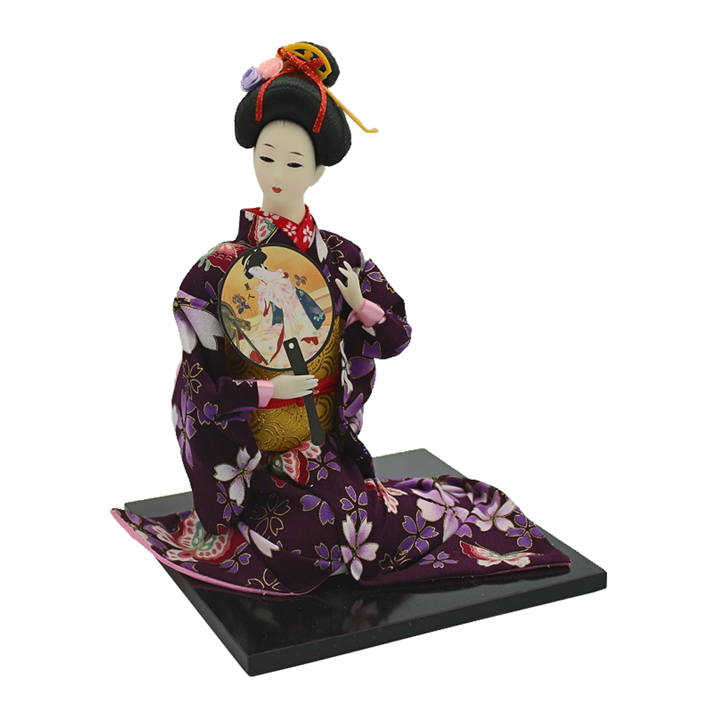 16'' Retro Japanese Samurai Kimono Doll Geisha Kabuki Oriental Doll Model Kids Gift Adults Collection w. Fan