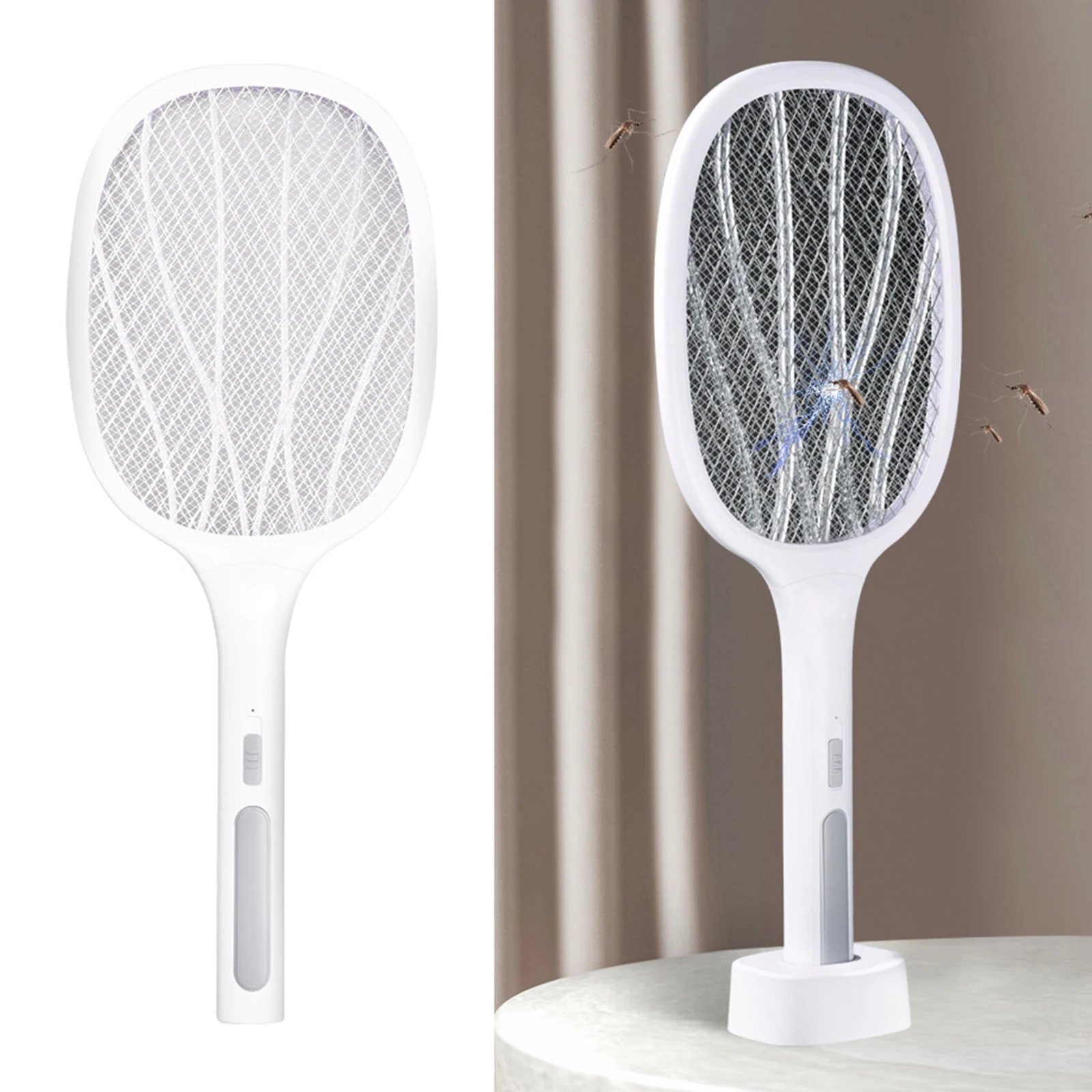 2 In 1 Rechargeable Electric Mosquito Swatter Fly Handheld Racket Bat