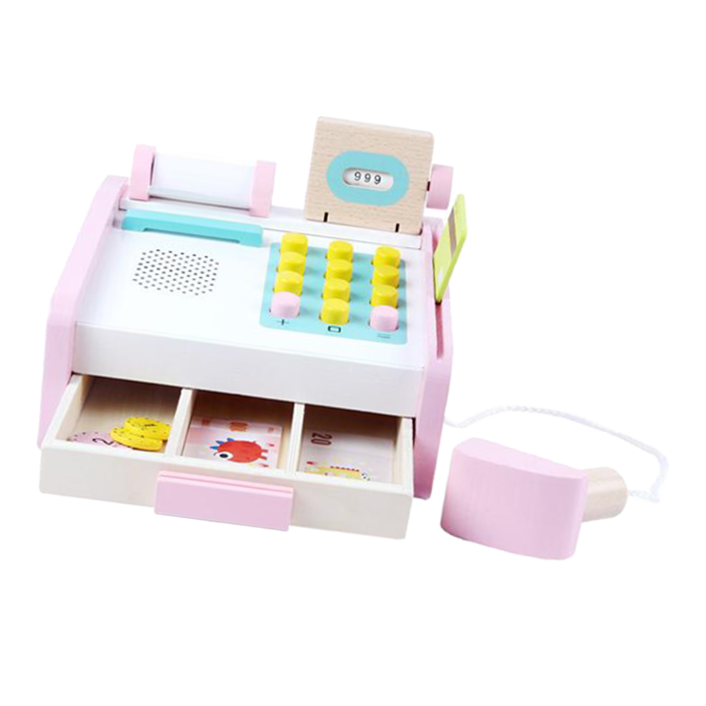 Wooden Cashier Toy Cash Register Play Set, Role Play Set for Children