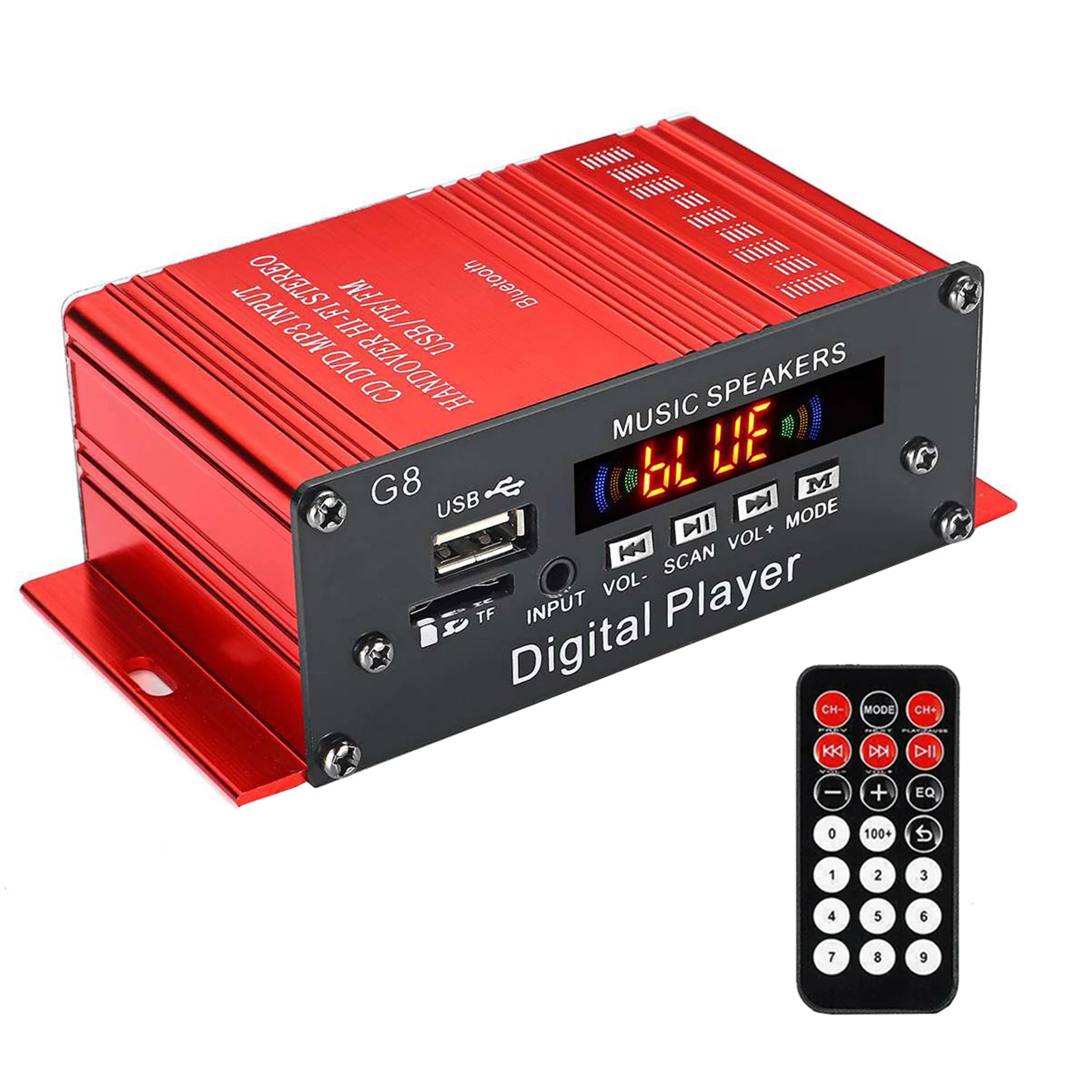 200W Bluetooth Stereo 2 Channel Amplifier Stereo Sound Power Receiver DC 12V with Remote Control