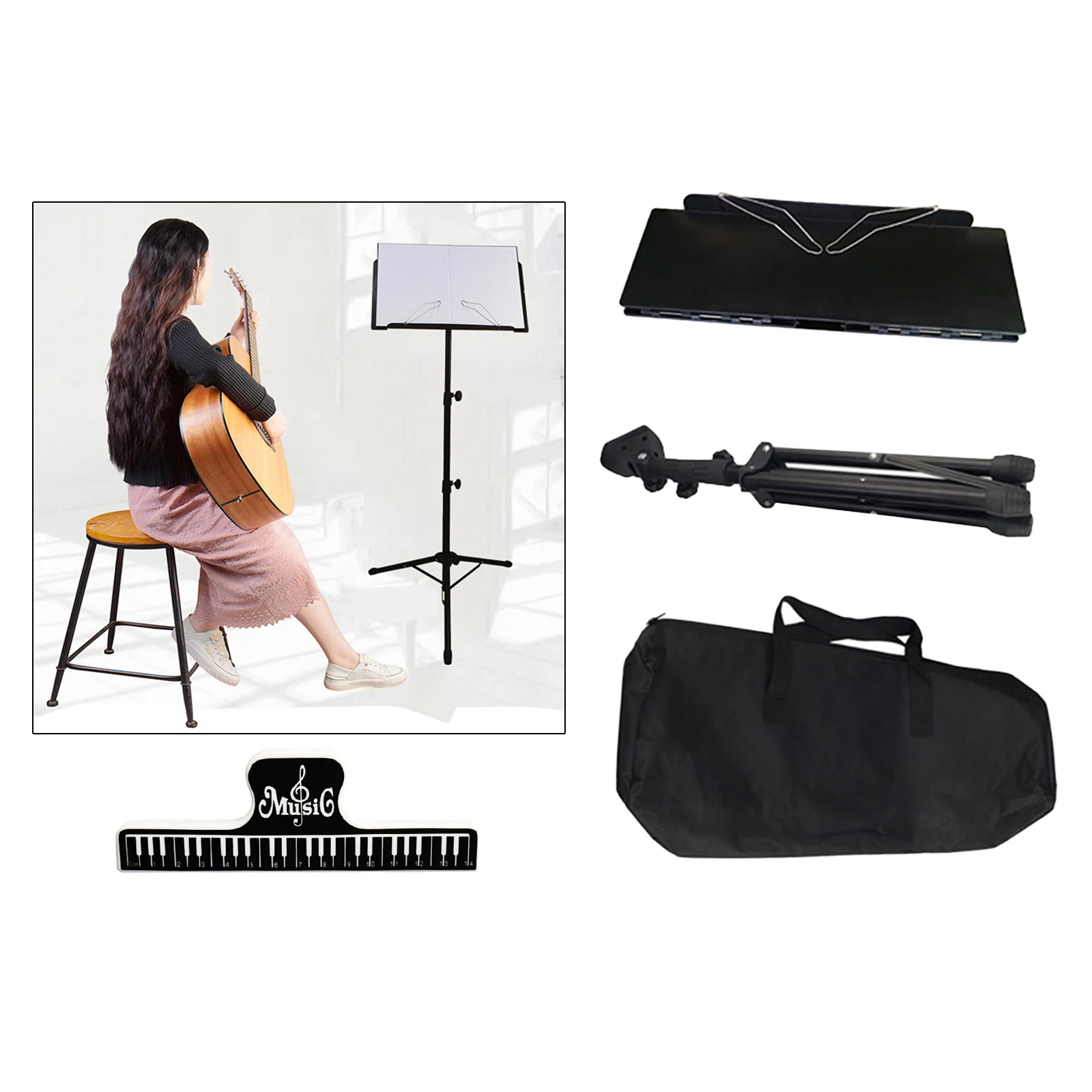 Professional Sheet Music Stand Height Tripod Base Lightweight Compact Easy and Convenient to Carry Height from 26