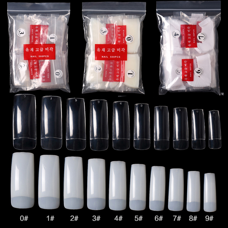 Best of 500pcs / Bag Half Cover French Tips False Nails Tips Manicure Acrylic UV Gel DIY #0-9 Size Clear / White / Natural Long Fake Nails #T3 Reviews & Tips