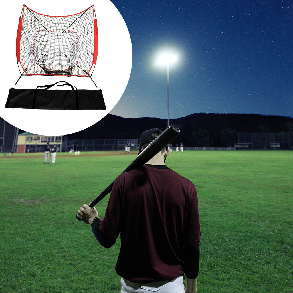 7ft Baseball & Softball Practice Hitting Net Frame Baseball Strike Zone Pitching Practice Screen Nets Training Aid Equipment