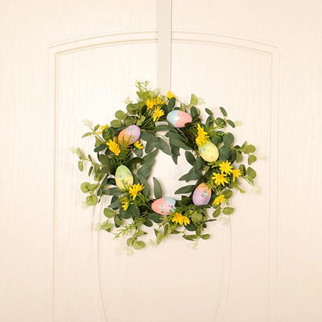 Artificial Eucalyptus Wreath Fake Easter Egg Door Hanging Garland Decor Home Window Front Door Wreath
