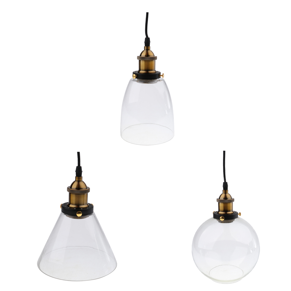 Baoblaze E27 Vintage Glass + Iron Chandelier Pendant Light Lampshade Bulb Cage